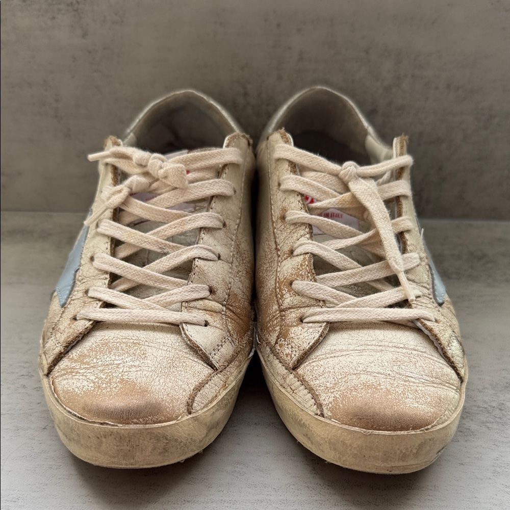 Golden Goose Beige Cream Sneakers with Silver Star - Picture 6 of 7